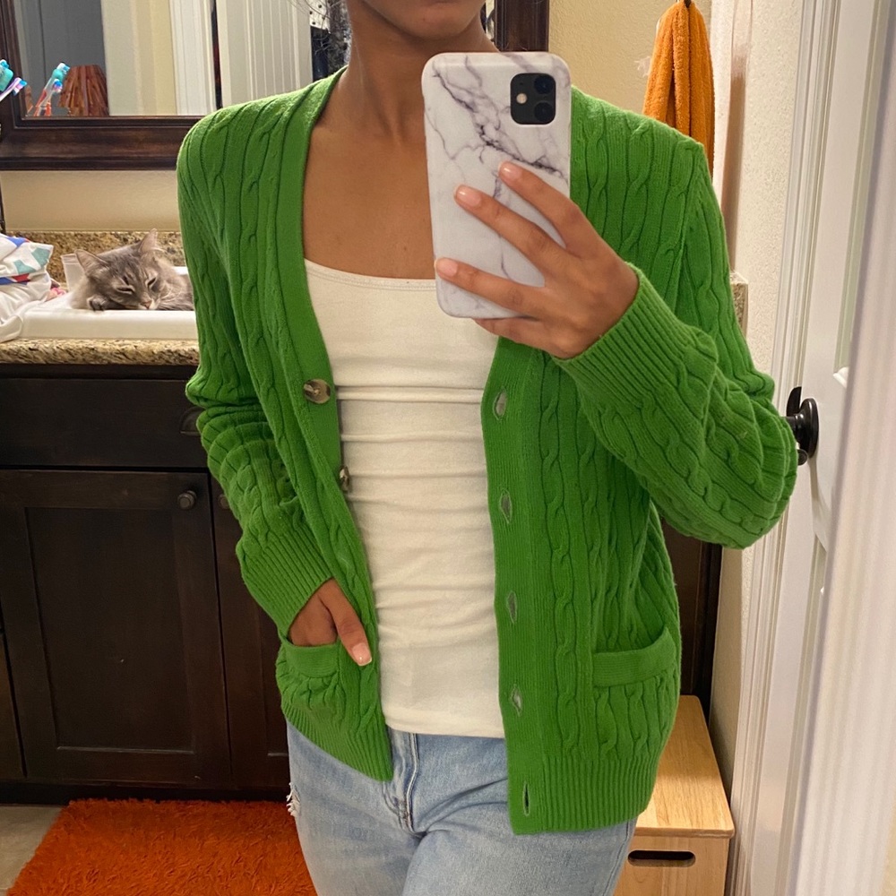 Lands End Jewel Green Cardigan